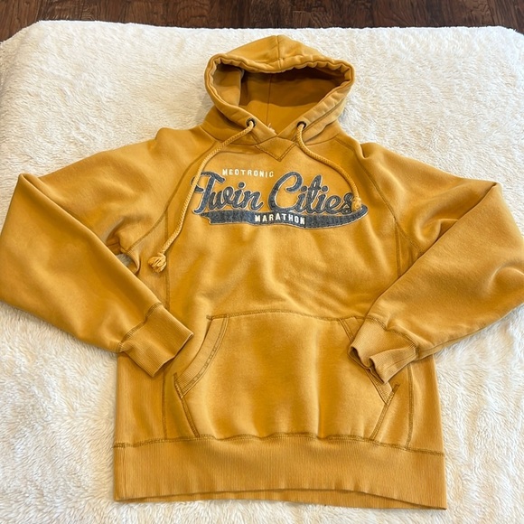 Vintage Twin Cities Marathon Hooded Sweatshirt Gold Blue 84 Small - Picture 1 of 9